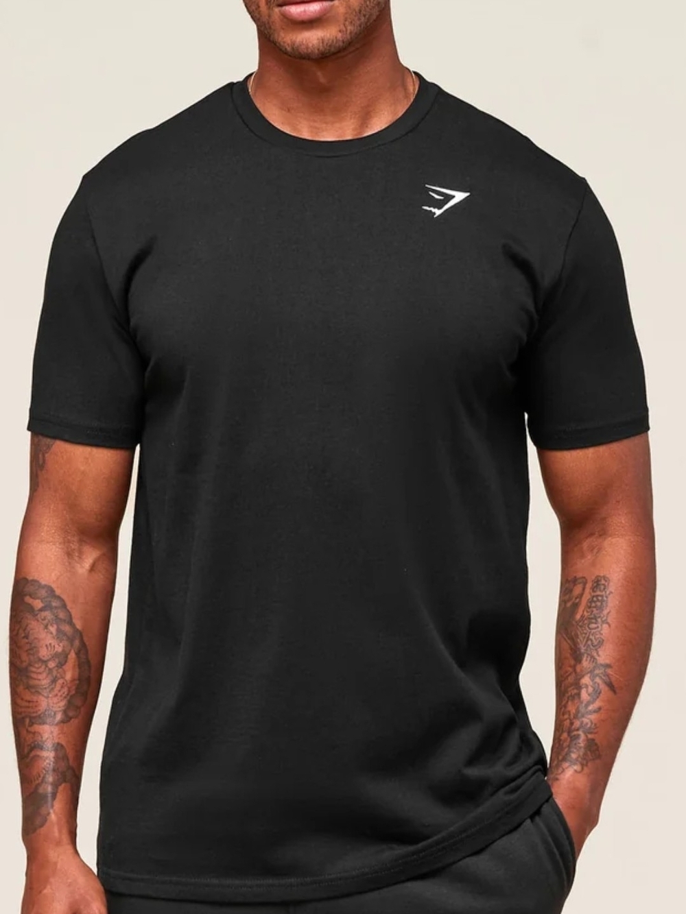 Gymshark Men’s Black Crew T-Shirt with Small White Logo